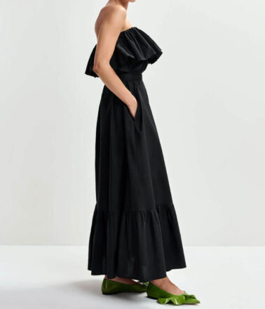 Essentiel Antwerp Joyce Belted Ruffle Dress in Black