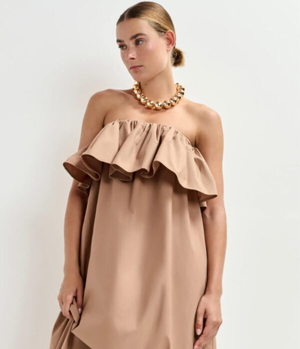Essentiel Antwer Joyce Belted Ruffle Dress in Maple