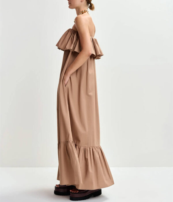 Essentiel Antwer Joyce Belted Ruffle Dress in Maple
