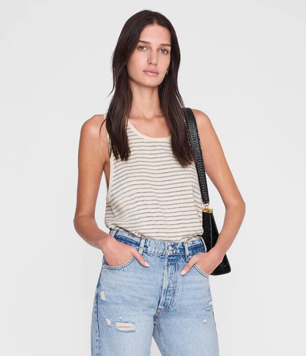 Anine Bing Juliann Tank in Black Stripe