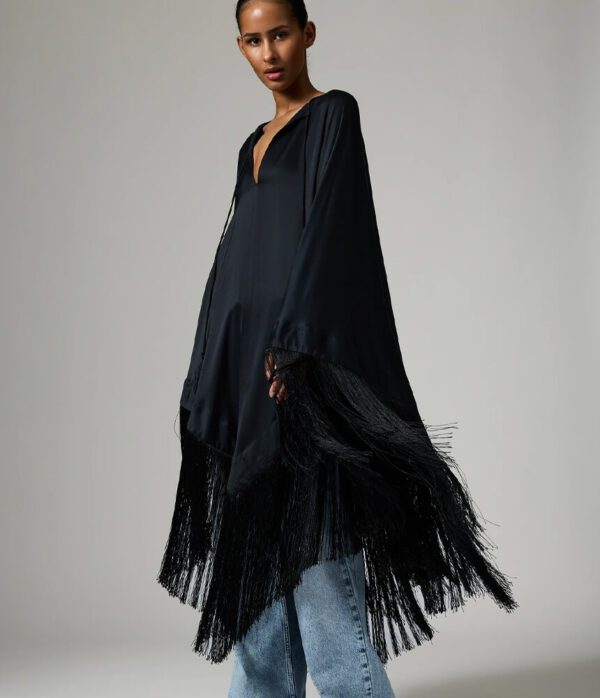 Day Birger Saxon Fluid Viscose Cape in Black