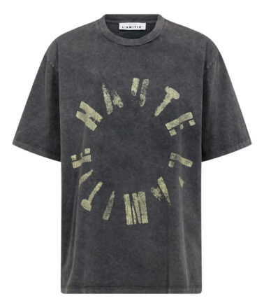 Haute L’Amitie Logo Circle Tee in Black Acid Wash
