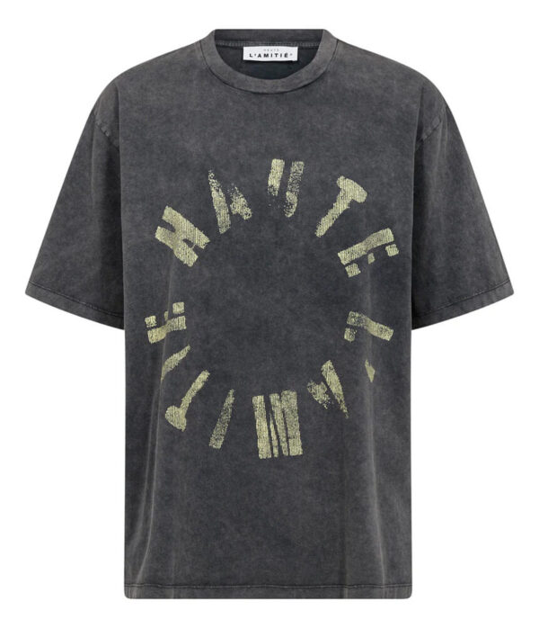 Haute L’Amitie Logo Circle Tee in Black Acid Wash