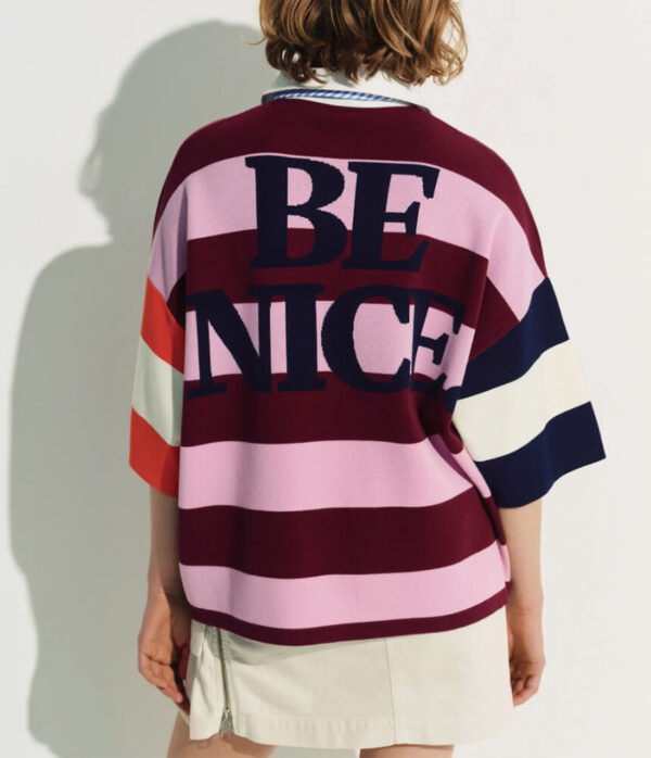 Essentiel Antwerp Jice Striped Embo Polo Shirt in Violette