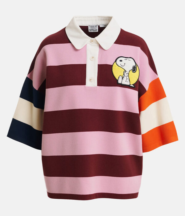 Essentiel Antwerp Jice Striped Embo Polo Shirt in Violette