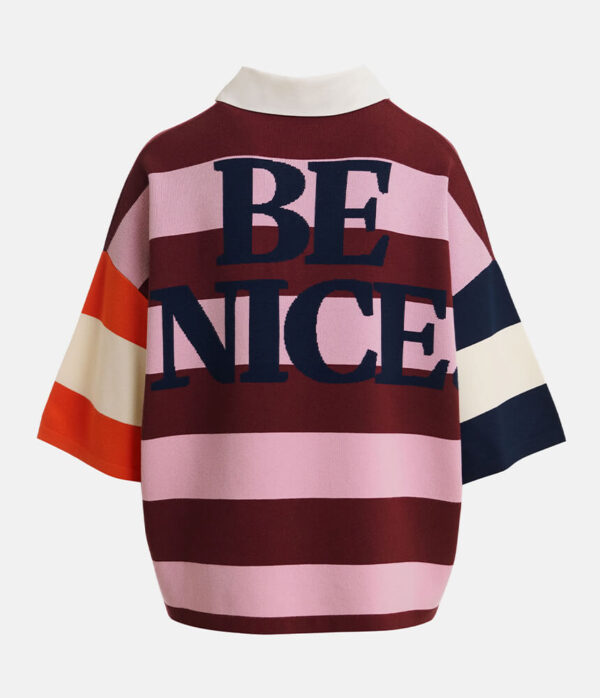 Essentiel Antwerp Jice Striped Embo Polo Shirt in Violette