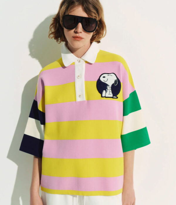 Essentiel Antwerp Striped Embo Polo Shirt in Amalfi Lemon