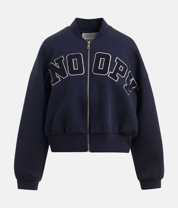 Essentiel Antwerp Jilnius Scuba Jersey Bomber Jacket in Patriot Blue