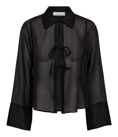 Haute L’Amitie Nimba Organza Tie Shirt in Black