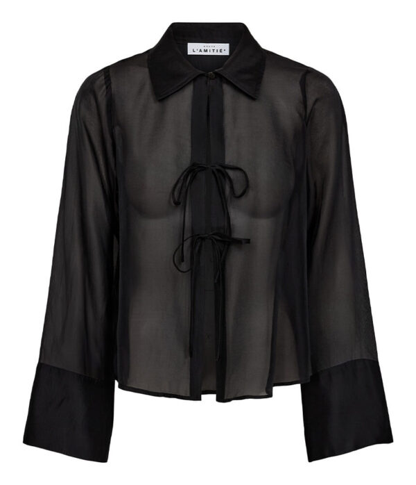 Haute L’Amitie Nimba Organza Tie Shirt in Black