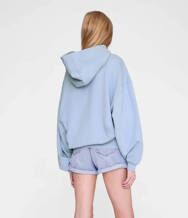 Anine Bing Harvey Hoodie Letterman in Washed Light Blue