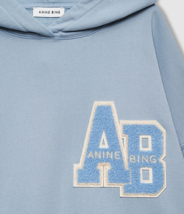 Anine Bing Harvey Hoodie Letterman in Washed Light Blue