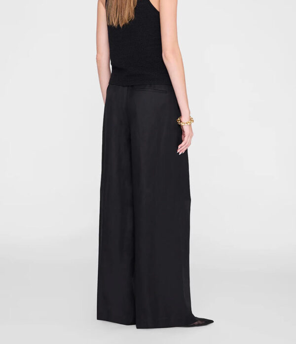 Anine Bing Lou Trouser in Black Linen Blend
