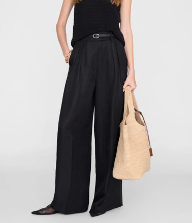 Anine Bing Lou Trouser in Black Linen Blend