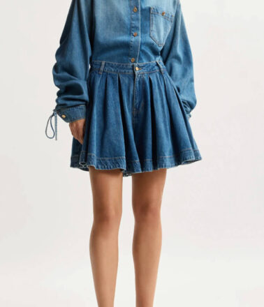 Essentiel Antwerp Joss Flared Jeans Shorts in Patriot Blue