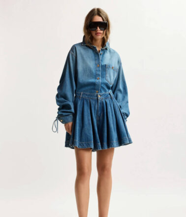 Essentiel Antwerp Joss Flared Jeans Shorts in Patriot Blue