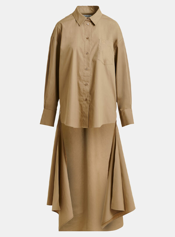 Essentiel Antwerp Jape Draped Shirt in Cafe Frappe