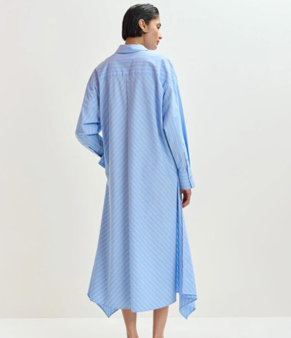 Essentiel Antwerp Jape Draped Shirt in Electric Cyan