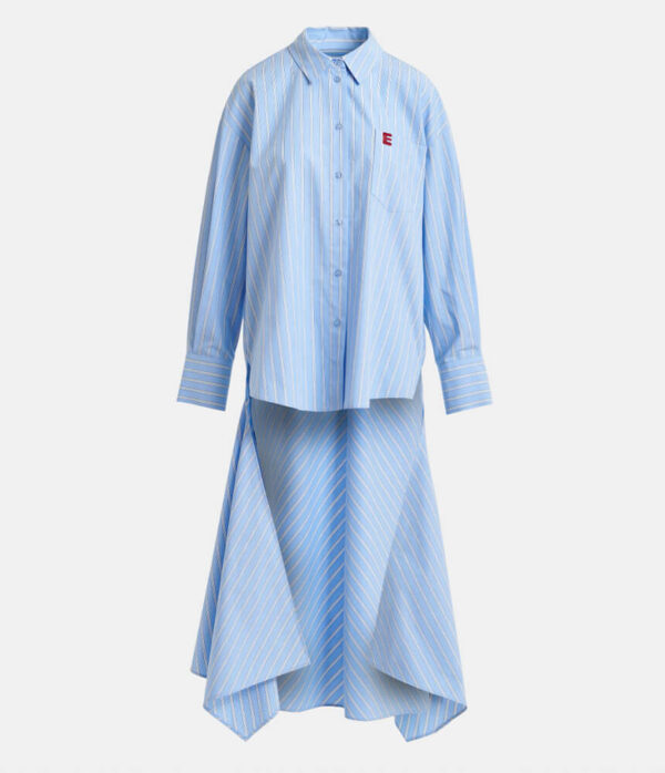 Essentiel Antwerp Jape Draped Shirt in Electric Cyan