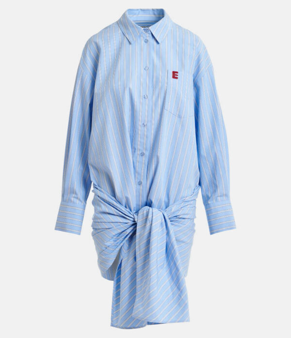 Essentiel Antwerp Jape Draped Shirt in Electric Cyan