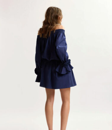 Essentiel Antwerp Jegan Off The Shoulder Dress in Patriot Blue