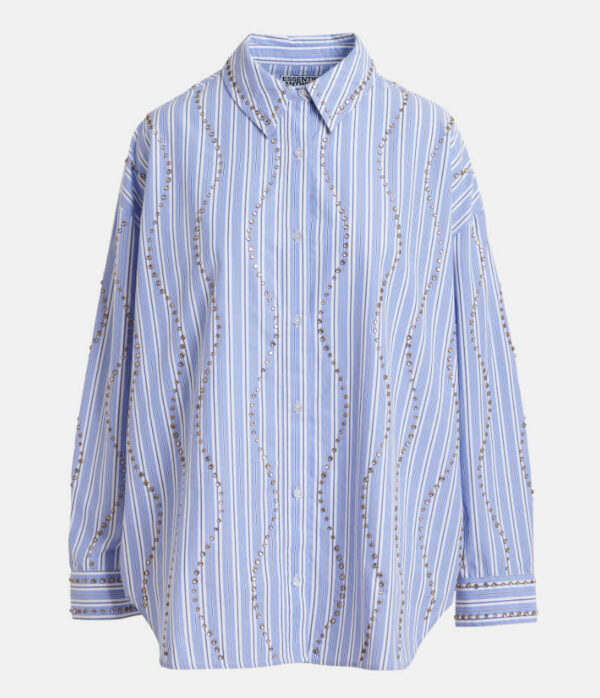 Essentiel Antwerp Jehlani Studded Oversized Shirt in Electric Cyan
