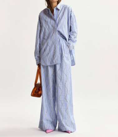 Essentiel Antwerp Jendall Studded Wide Leg Pants in Electric Cyan