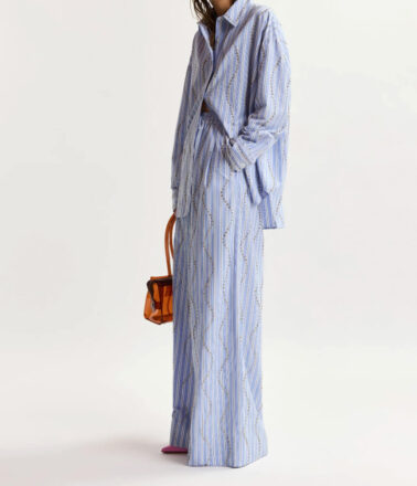 Essentiel Antwerp Jendall Studded Wide Leg Pants in Electric Cyan