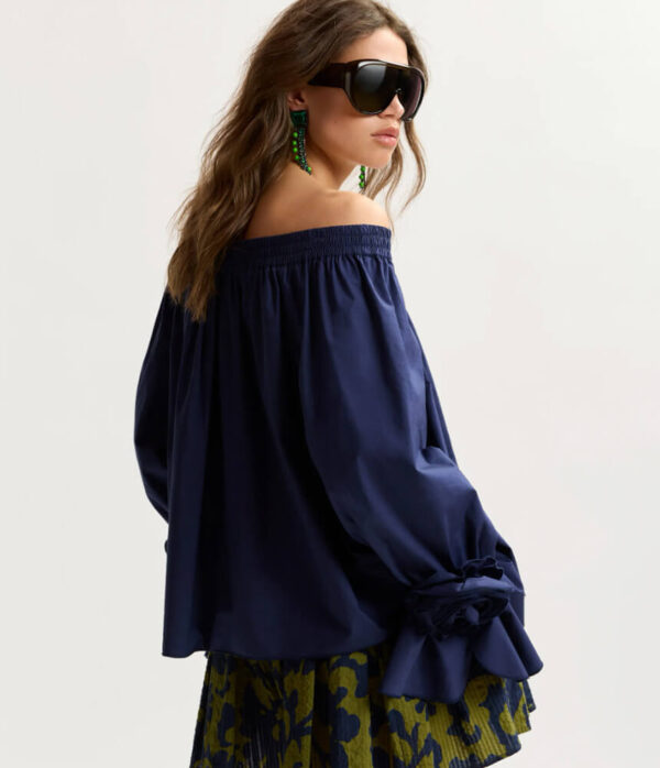 Essentiel Antwerp Jofie Off The Shoulder Top in Patriot Blue