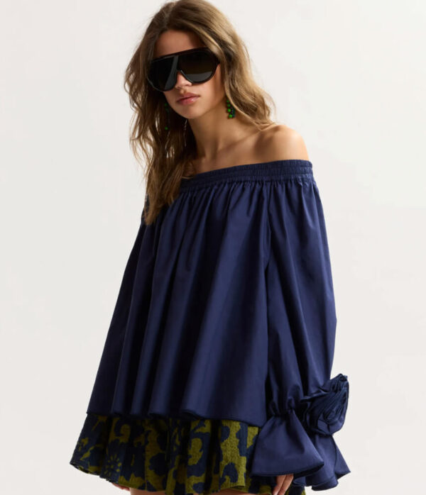 Essentiel Antwerp Jofie Off The Shoulder Top in Patriot Blue
