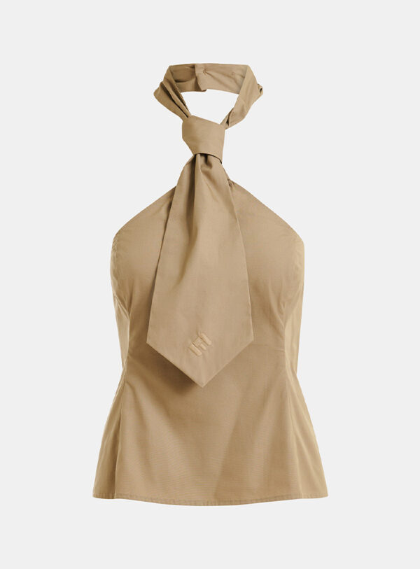 Essentiel Antwerp Jopje Mock Halter Neck Top in Cafe Frappe