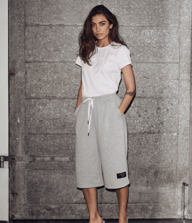 Haute L’Amitie Maxi Sweat Bermuda Short in Grey Melange
