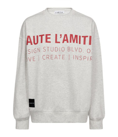 Haute L’Amitie Studio Logo Sweat in Pearl Melange