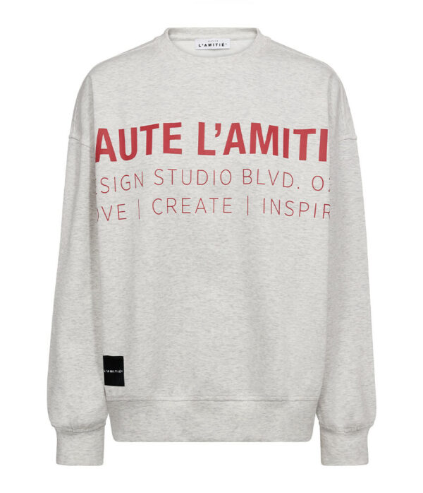 Haute L’Amitie Studio Logo Sweat in Pearl Melange