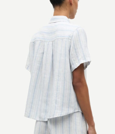 Samsoe Samsoe Short Sleeve Samina Shirt in Clear Blue Stripe