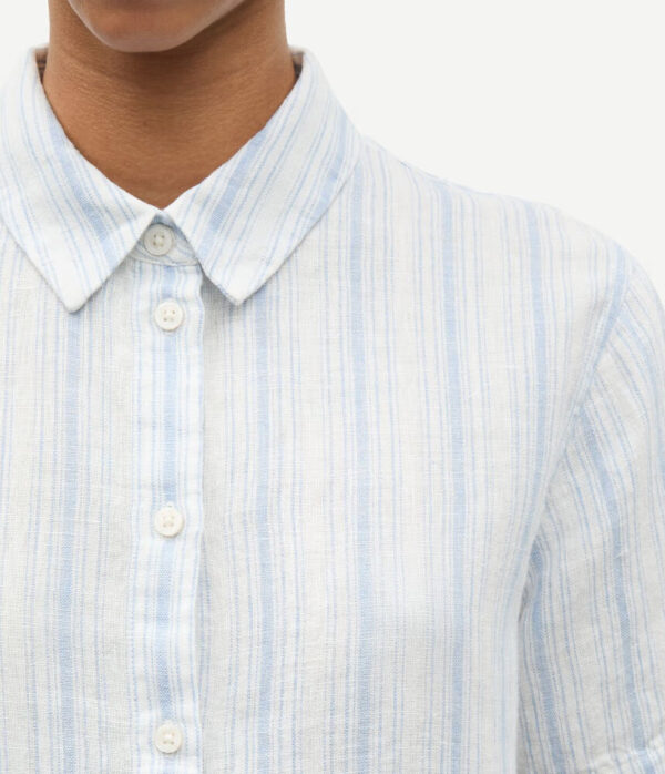 Samsoe Samsoe Short Sleeve Samina Shirt in Clear Blue Stripe