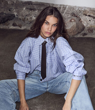 Haute L’Amitie Sophie Check Shirt in Pale Blue
