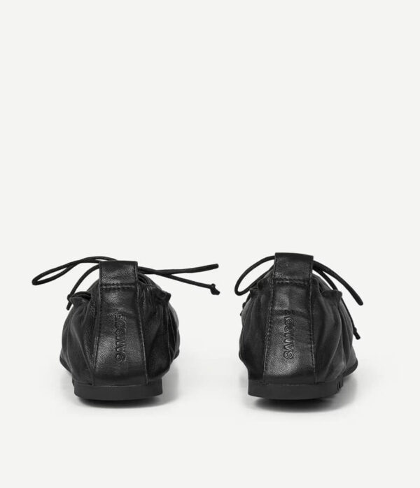 Samsoe Samsoe Salilli Laced Ballerina Flat in Black Leather