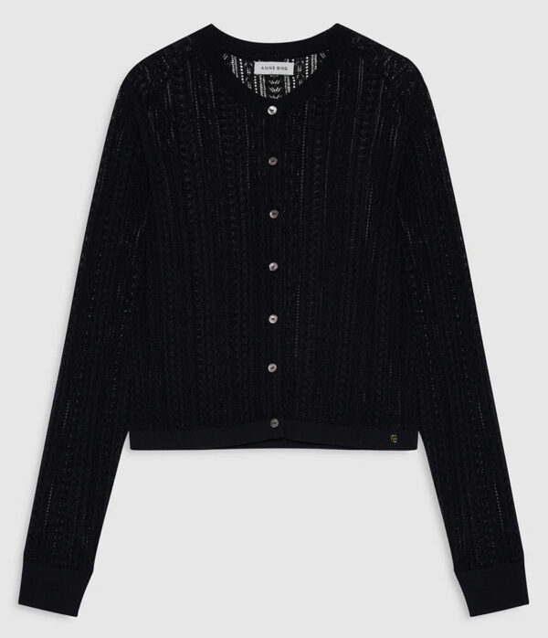 Anine Bing Moni Crop Cardigan in Black