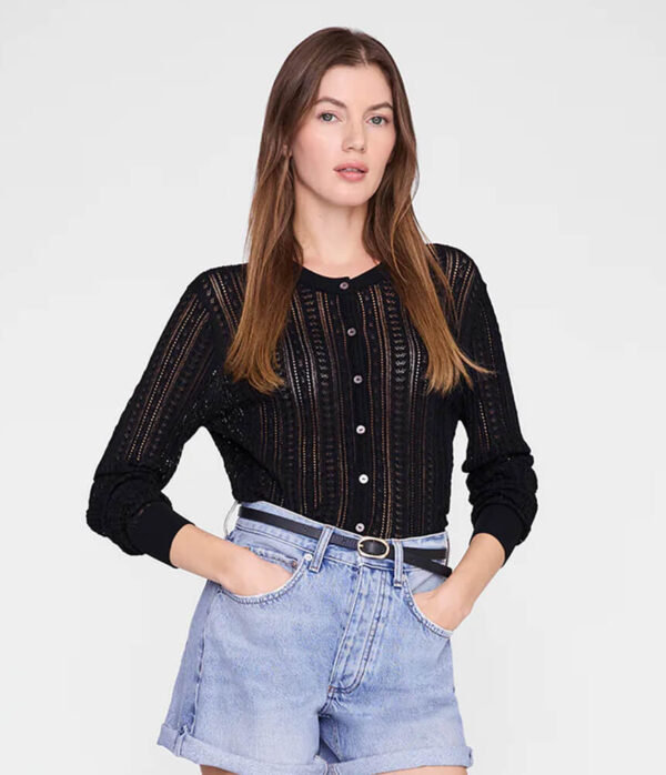 Anine Bing Moni Crop Cardigan in Black