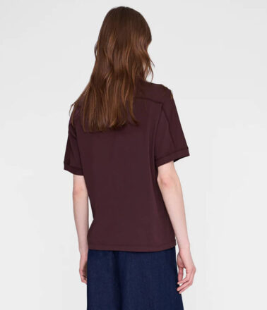 Anine Bing Jaylin Tee Shirt Collegiate in Fig (Burgundy)