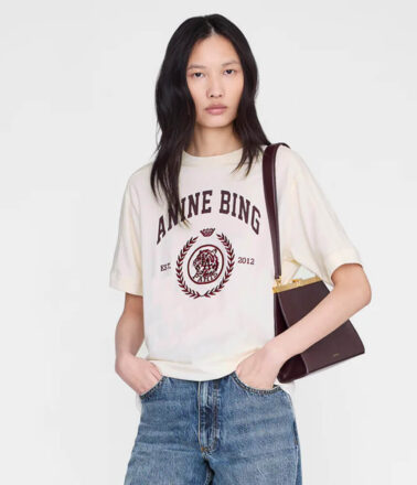 Anine Bing Jaylin Tee Collegiate in Cream