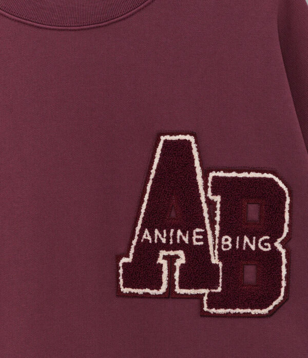 Anine Bing Miles Sweatshirt Letterman in Fig (Burgundy)