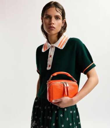 Essentiel Antwerp Kontrast Knitted Polo Top in Bottle Green