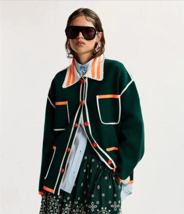 Essentiel Antwerp Kokorico Knitted Cardigan in Bottle Green