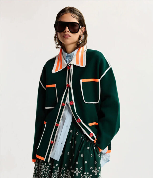 Essentiel Antwerp Kokorico Knitted Cardigan in Bottle Green