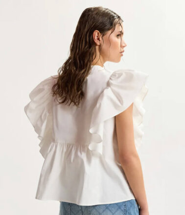 Essentiel Antwerp Keany Lace Embroidered Top in White