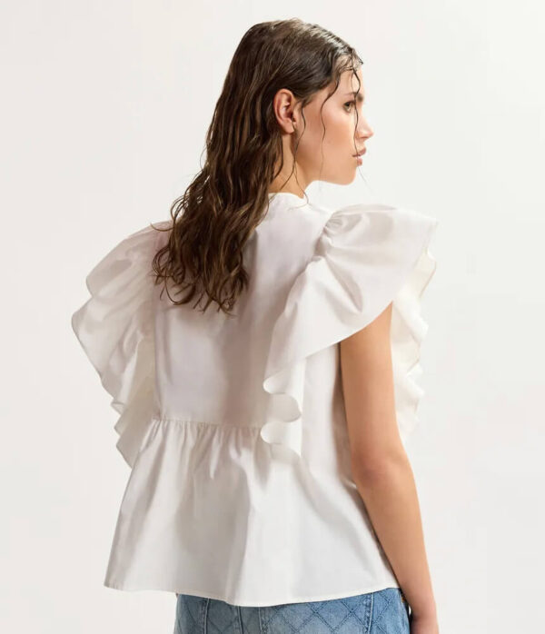 Essentiel Antwerp Keany Lace Embroidered Top in White
