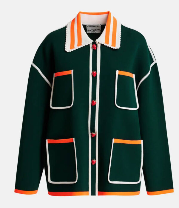 Essentiel Antwerp Kokorico Knitted Cardigan in Bottle Green