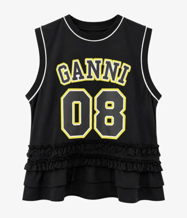 Ganni Cycora Oversized Tank Top in Black